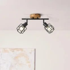 Plafonnier Brilliant Gwen Bois foncé, 2 lumières