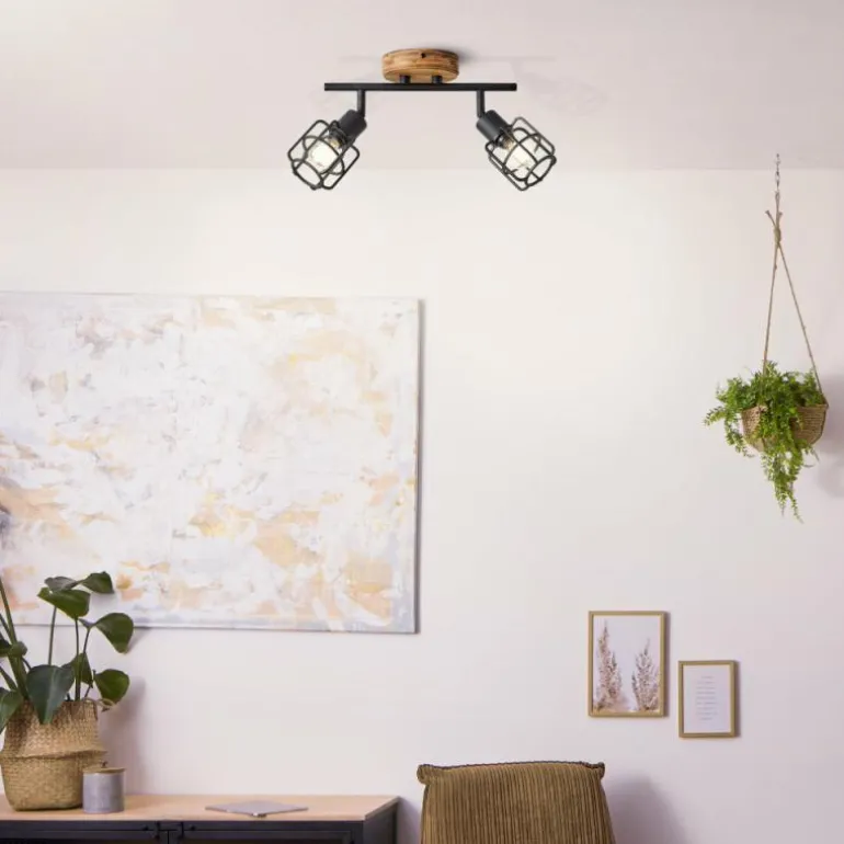 Plafonnier Brilliant Gwen Bois foncé, 2 lumières