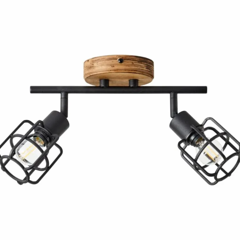 Plafonnier Brilliant Gwen Bois foncé, 2 lumières