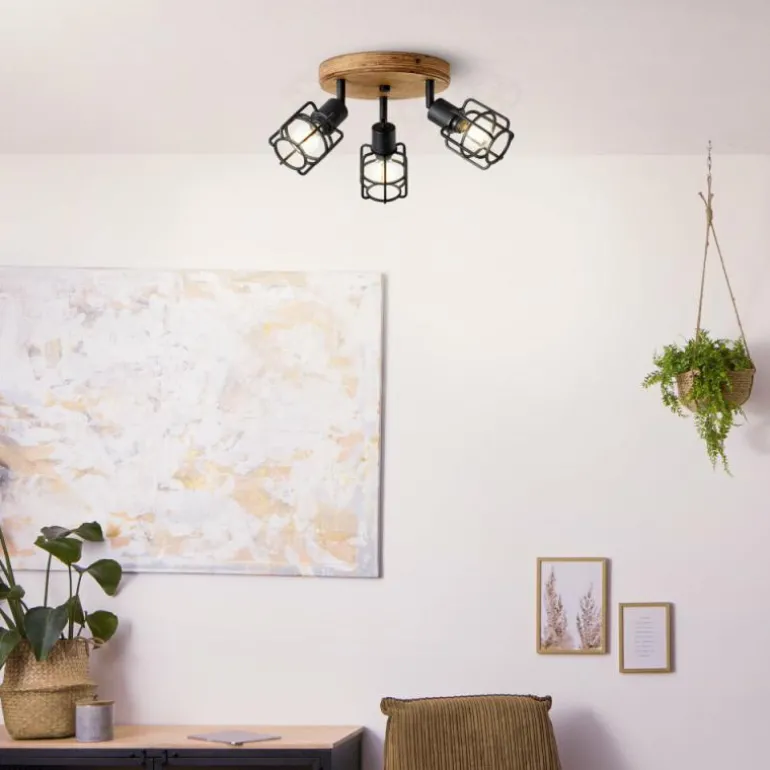 Plafonnier Brilliant Gwen Bois foncé, 3 lumières