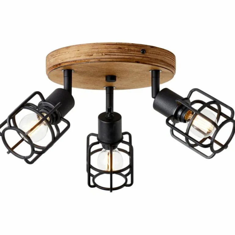 Plafonnier Brilliant Gwen Bois foncé, 3 lumières