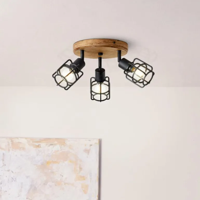 Plafonnier Brilliant Gwen Bois foncé, 3 lumières