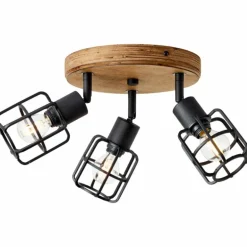 Plafonnier Brilliant Gwen Bois foncé, 3 lumières