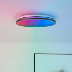 Plafonnier Brilliant Heida LED Noir, Blanc, 1 lumière, Télécommandes, Changeur de couleurs