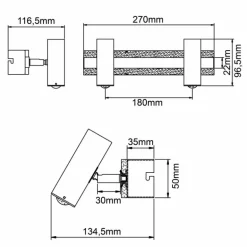 Plafonnier Brilliant Howle LED Aluminium, Noir, 2 lumières