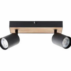 Plafonnier Brilliant Jello Wood Écru, Noir, 2 lumières