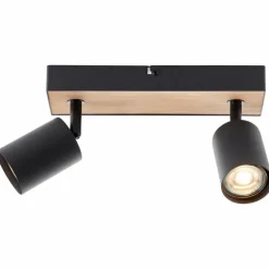 Plafonnier Brilliant Jello Wood Écru, Noir, 2 lumières