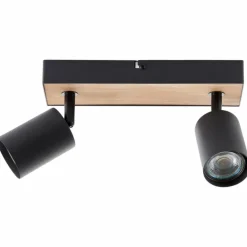 Plafonnier Brilliant Jello Wood Écru, Noir, 2 lumières