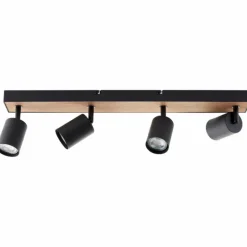 Plafonnier Brilliant Jello Wood Écru, Noir, 4 lumières