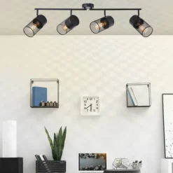 Plafonnier Brilliant Kamolo Noir, 4 lumières