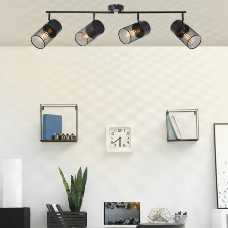 Plafonnier Brilliant Kamolo Noir, 4 lumières