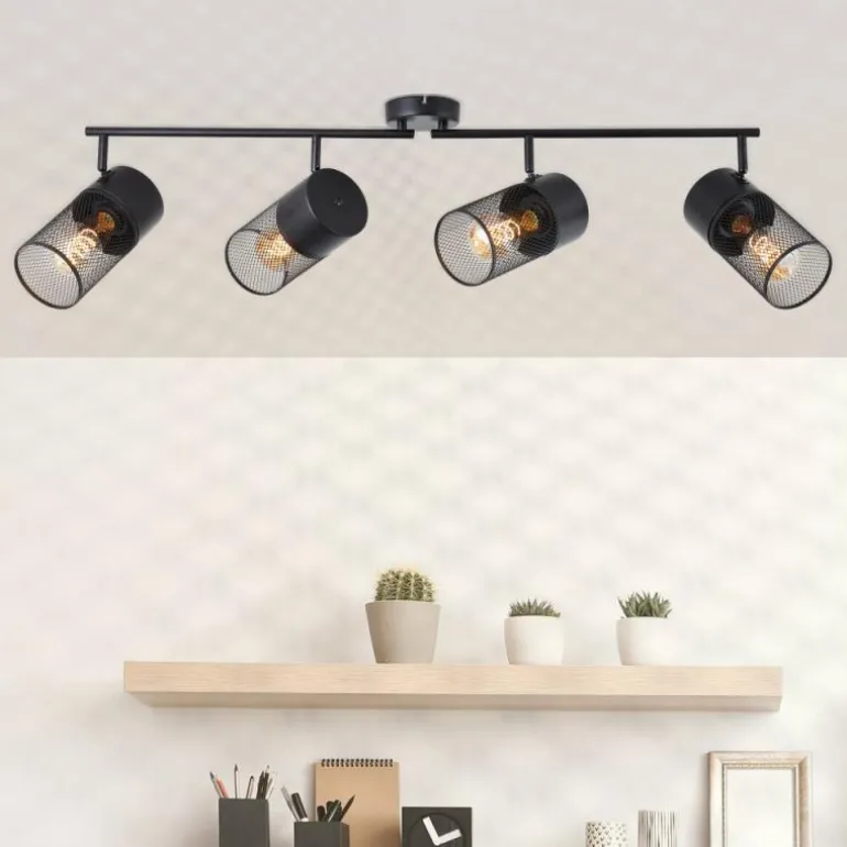 Plafonnier Brilliant Kamolo Noir, 4 lumières