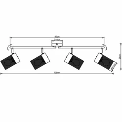 Plafonnier Brilliant Kamolo Noir, 4 lumières
