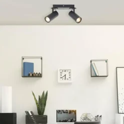 Plafonnier Brilliant Kamolo Noir, 2 lumières