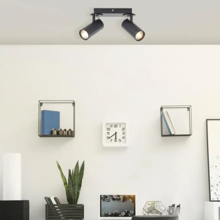 Plafonnier Brilliant Kamolo Noir, 2 lumières