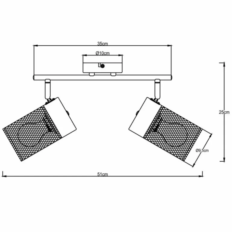 Plafonnier Brilliant Kamolo Noir, 2 lumières