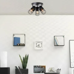 Plafonnier Brilliant Kamolo Noir, 3 lumières
