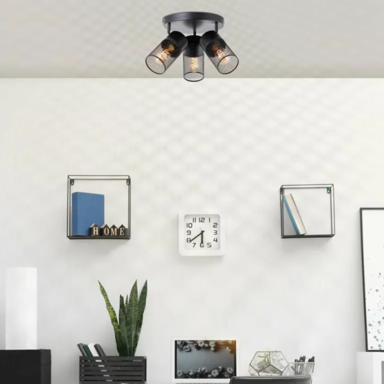 Plafonnier Brilliant Kamolo Noir, 3 lumières