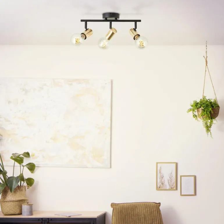 Plafonnier Brilliant Kerry Or, Noir, 3 lumières