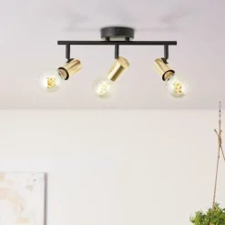 Plafonnier Brilliant Kerry Or, Noir, 3 lumières