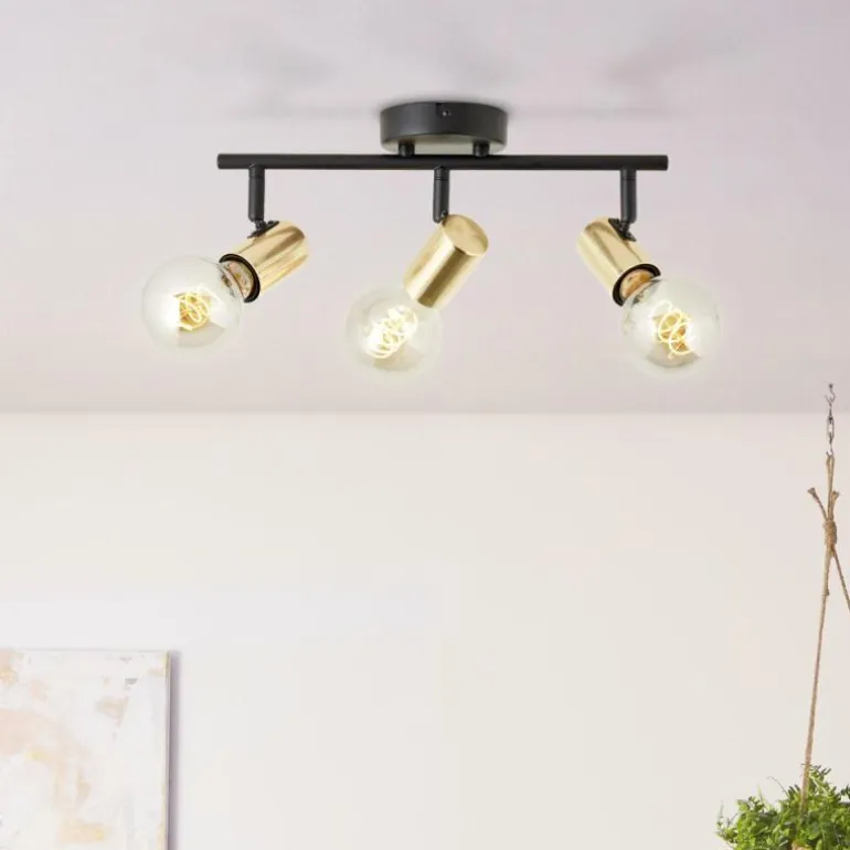 Plafonnier Brilliant Kerry Or, Noir, 3 lumières