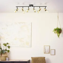 Plafonnier Brilliant Kerry Or, Noir, 6 lumières