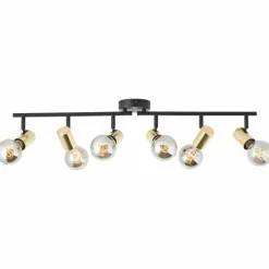 Plafonnier Brilliant Kerry Or, Noir, 6 lumières