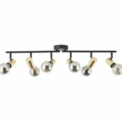 Plafonnier Brilliant Kerry Or, Noir, 6 lumières