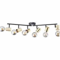 Plafonnier Brilliant Kerry Or, Noir, 6 lumières