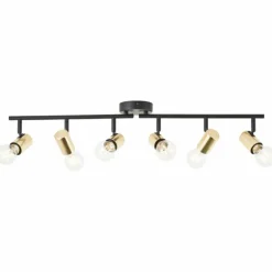 Plafonnier Brilliant Kerry Or, Noir, 6 lumières