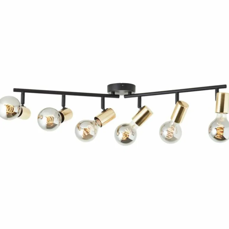 Plafonnier Brilliant Kerry Or, Noir, 6 lumières
