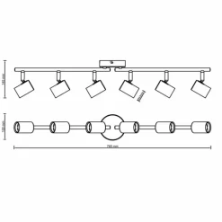 Plafonnier Brilliant Kerry Or, Noir, 6 lumières