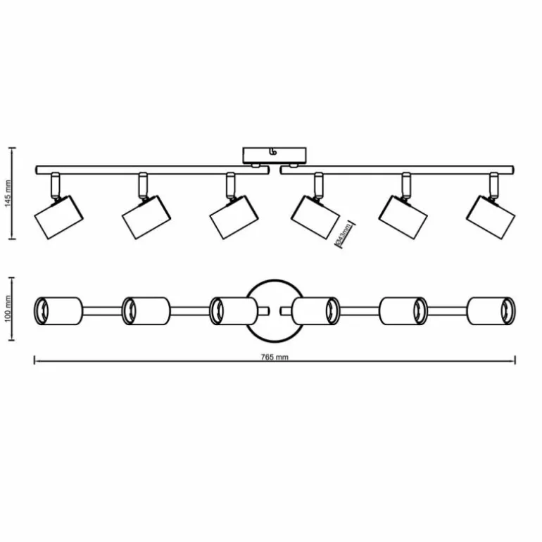 Plafonnier Brilliant Kerry Or, Noir, 6 lumières