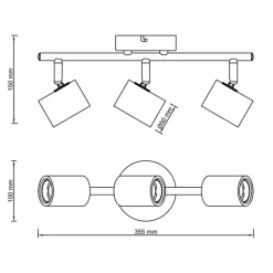Plafonnier Brilliant Kerry Écru, Noir, 3 lumières