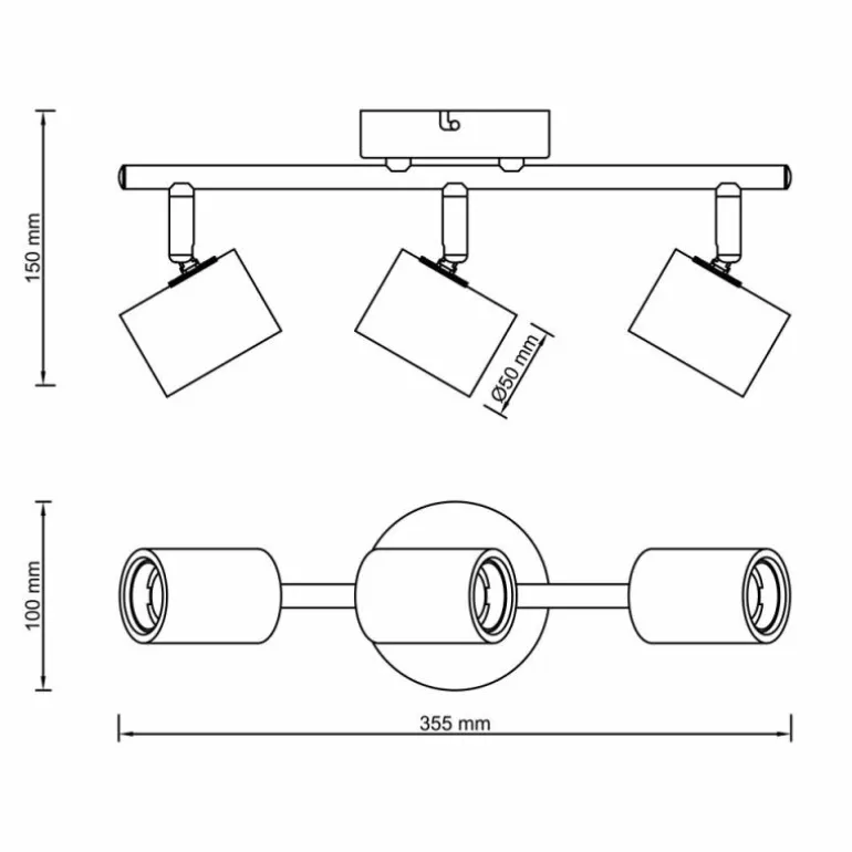 Plafonnier Brilliant Kerry Écru, Noir, 3 lumières