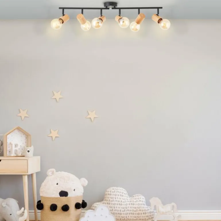 Plafonnier Brilliant Kerry Écru, Noir, 6 lumières