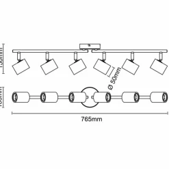Plafonnier Brilliant Kerry Écru, Noir, 6 lumières