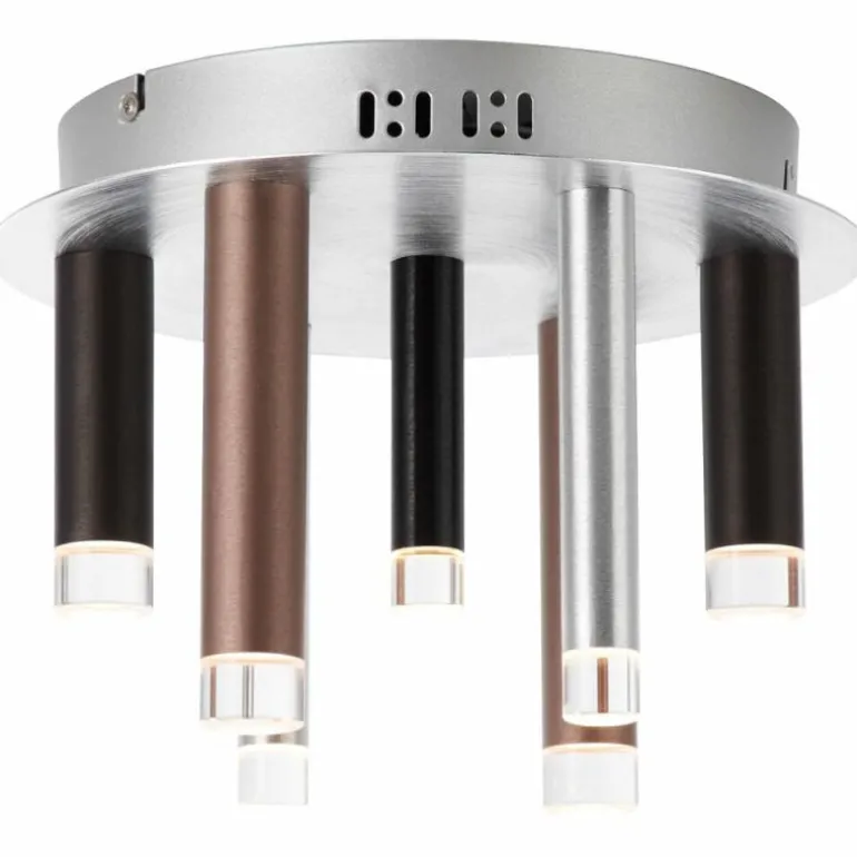 Plafonnier Brilliant Living Cembalo LED Brun, 7 lumières