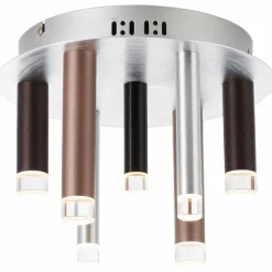 Plafonnier Brilliant Living Cembalo LED Brun, 7 lumières