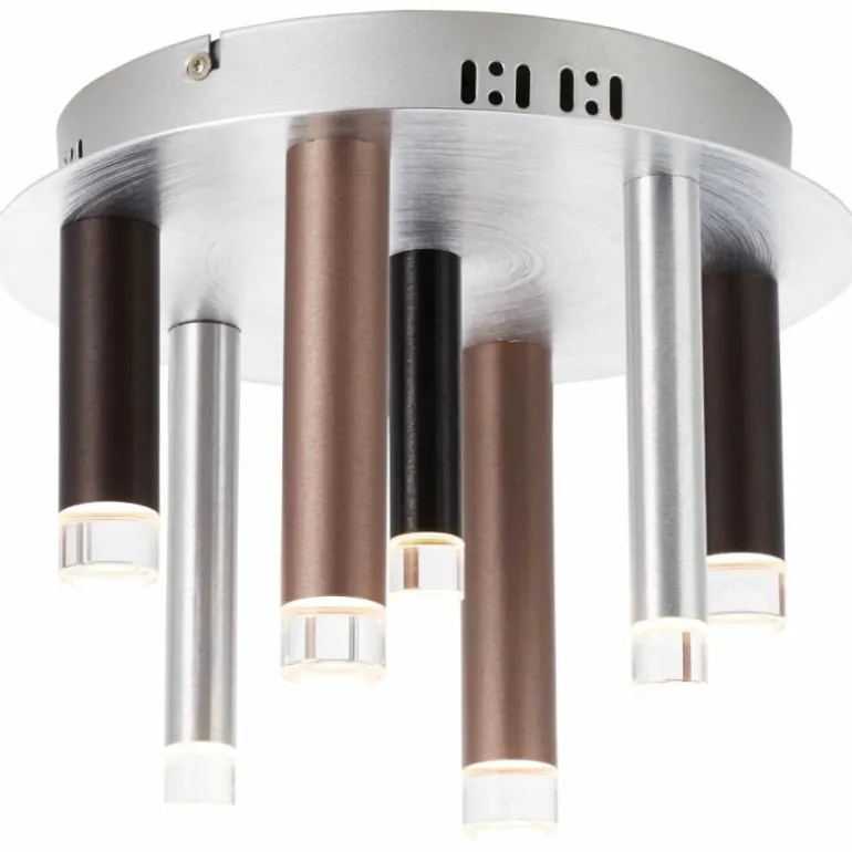 Plafonnier Brilliant Living Cembalo LED Brun, 7 lumières