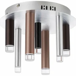 Plafonnier Brilliant Living Cembalo LED Brun, 7 lumières