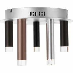 Plafonnier Brilliant Living Cembalo LED Brun, 7 lumières