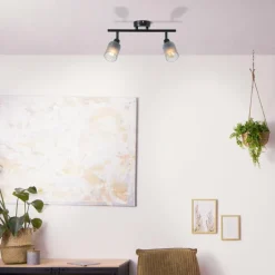 Plafonnier Brilliant Loralie Noir, 2 lumières