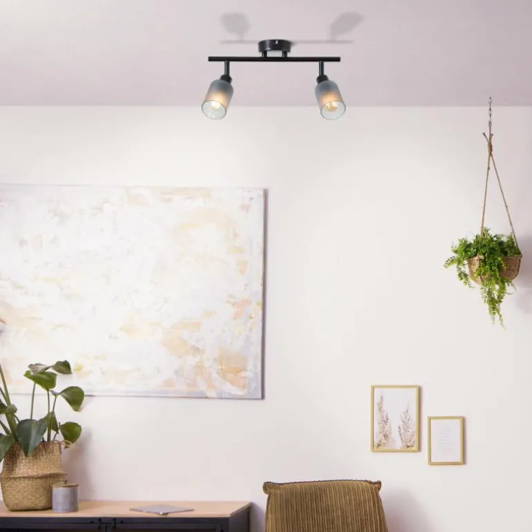 Plafonnier Brilliant Loralie Noir, 2 lumières