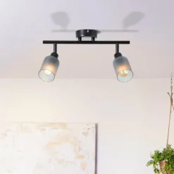 Plafonnier Brilliant Loralie Noir, 2 lumières