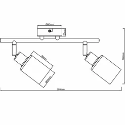 Plafonnier Brilliant Loralie Noir, 2 lumières