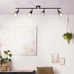 Plafonnier Brilliant Loralie Noir, 4 lumières