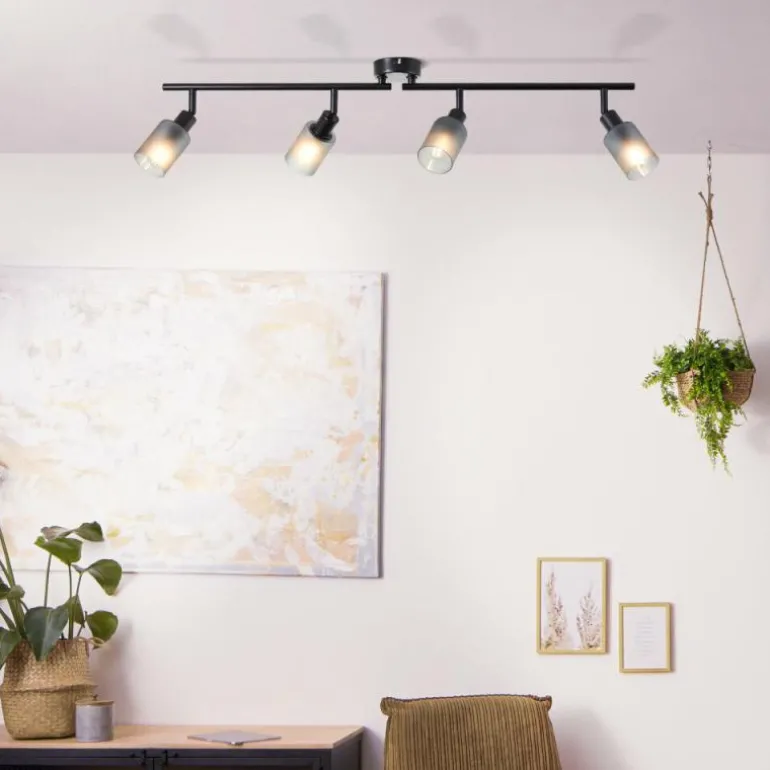 Plafonnier Brilliant Loralie Noir, 4 lumières