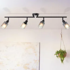 Plafonnier Brilliant Loralie Noir, 4 lumières