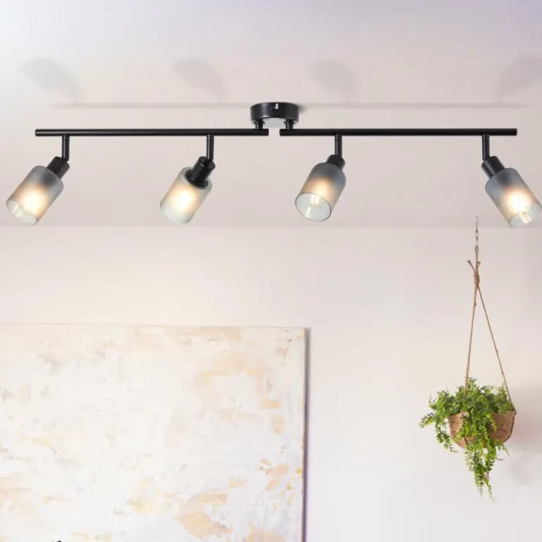 Plafonnier Brilliant Loralie Noir, 4 lumières